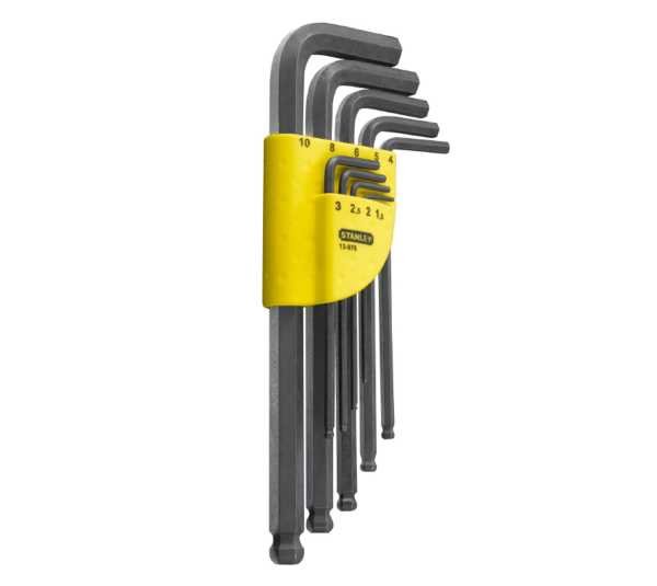 Комплект ключове Г-образни метрични 6-стен 1.5- 10mm, 9 броя ISO 2936 Stanley