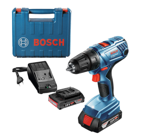 Акумулатрен винтоверт Bosch с 2 батерии и зарядно, 18 V, 2 Ah, 54 Nm, 1.5-13 мм, GSR 180-Li
