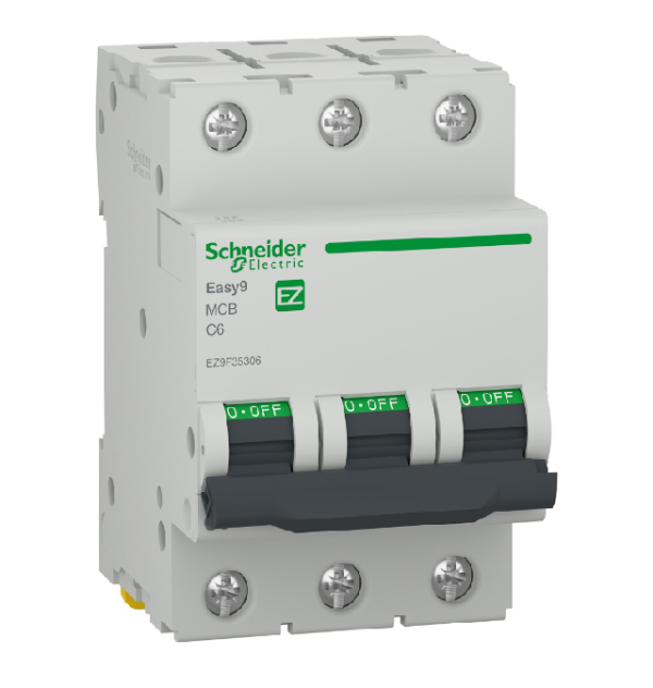 Автоматичен прекъсвач Schneider Electric триполюсен за DIN шина крива C 10A, 400V, 6kA, 3P Easy 9