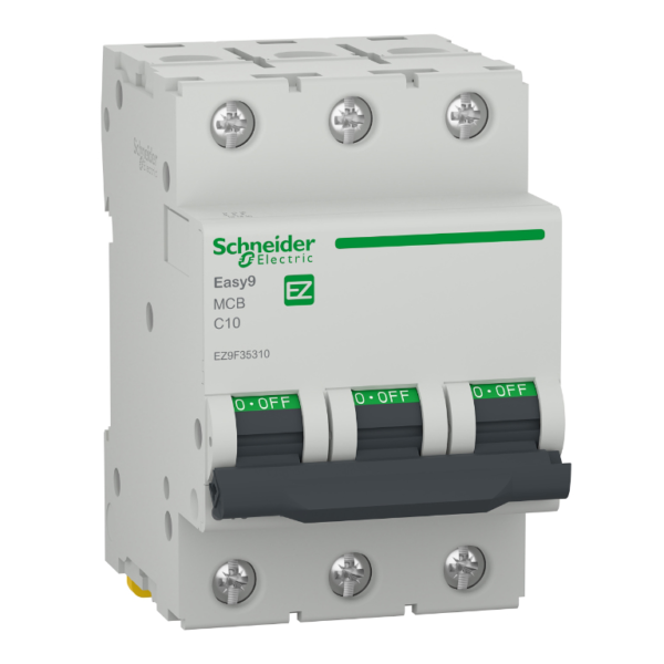 Автоматичен прекъсвач Schneider Electric триполюсен за DIN шина крива C 16A, 400V, 6kA, 3P Easy 9