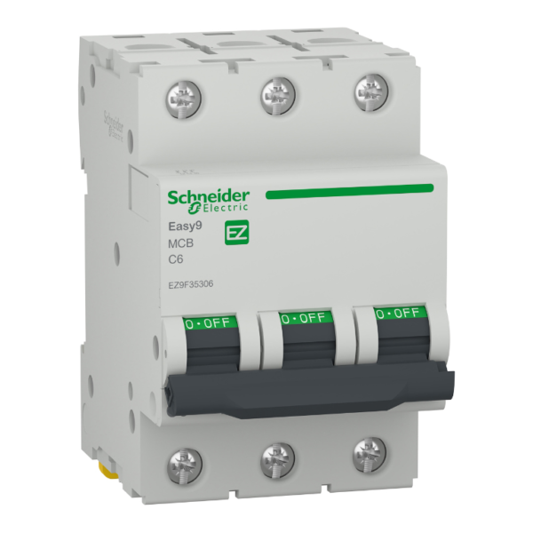 Автоматичен прекъсвач Schneider Electric триполюсен за DIN шина крива C 20A, 400V, 6kA, 3P Easy 9