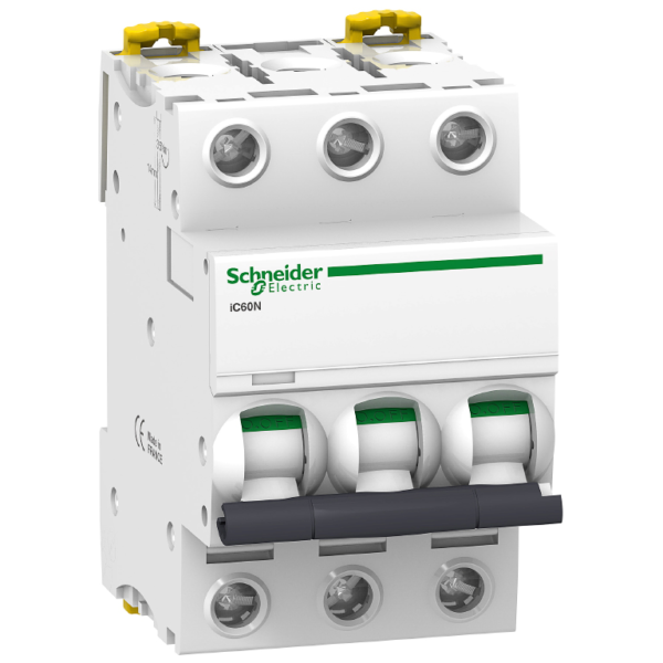 Автоматичен прекъсвач Schneider Electric триполюсен за DIN шина крива C 63A, 400V, 6kA, 3P Acti 9 iC60