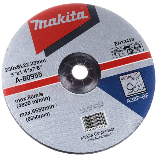 Диск карбофлексен за шлайфане Makita на метал 230 мм, 22.2 мм, 6 мм, P36, A-80955