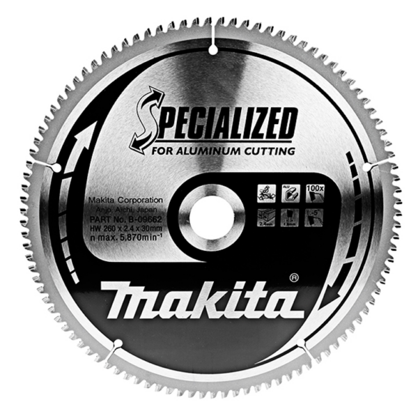 Диск метален HM за рязане универсален Makita 260x30x2.3 мм, 100 z, Specialized