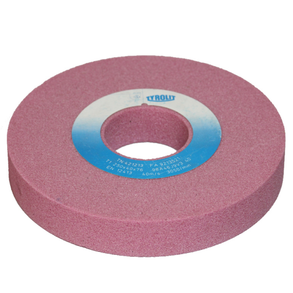 Диск Tyrolit керамичен за шлайфане от розов електрокорунд 200x20x20 мм, прав профил, 98A 80 K9 V3/40