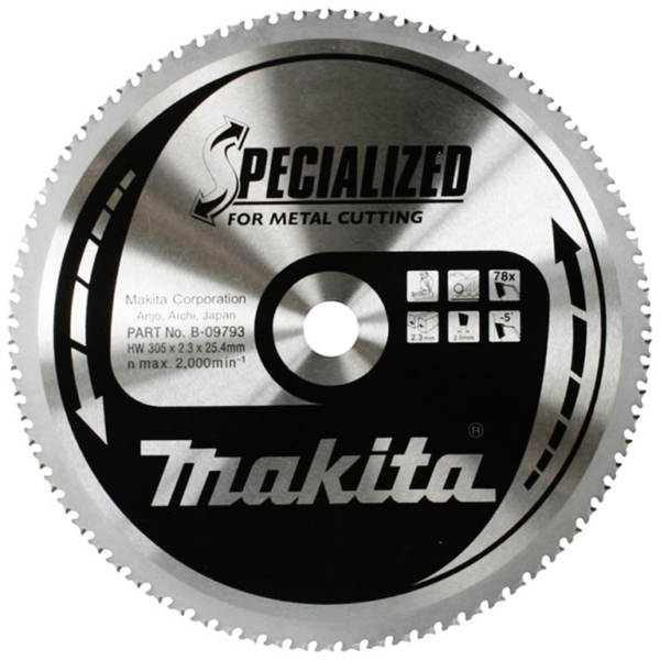 Диск метален HM за рязане на стомана 305×25.4×2 мм, 78 z, Specialized, Makita