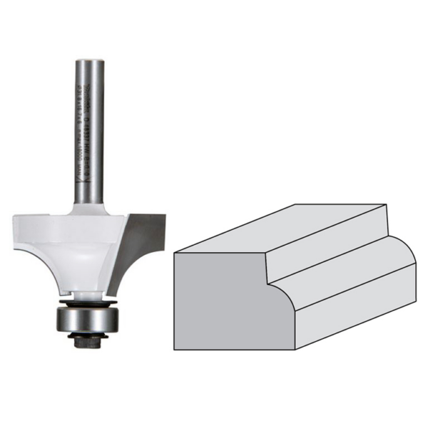 Фрезер за изпъкнал заоблен профил с лагер, Makita,  ф 31.8х16.7/59.7 мм, ф 8 мм, R 9.5 мм, HW волфрамов карбидф 31.8х16.7/59.7 мм, ф 8 мм