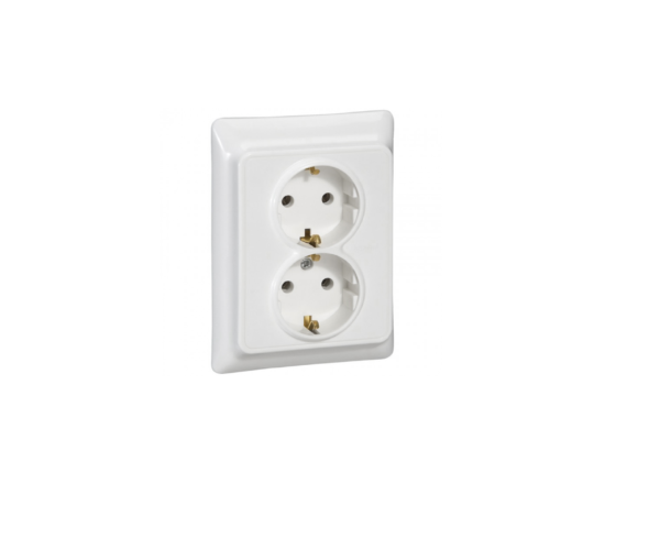 Контакт интериорен Legrand двоен скрит монтаж 16A, 2x 2P+ E, 20IP, бял Kaptika