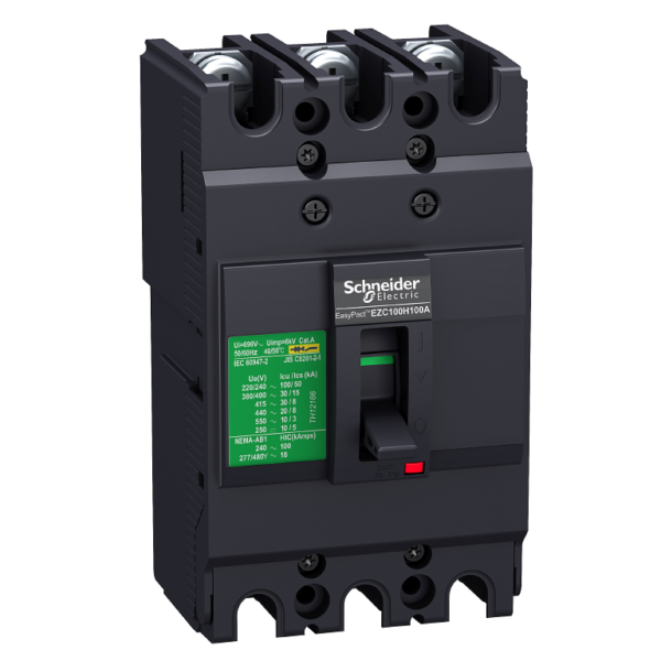 Мощностен прекъсвач Schneider Electric автоматичен тип А-1 фиксиран 100 A, 12.5kA, 3P, 690V, Easypact EZC100N