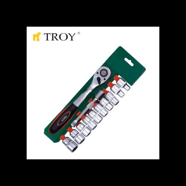 Комплект тресчотка с вложки 1/2″, 12 части Troy 26137