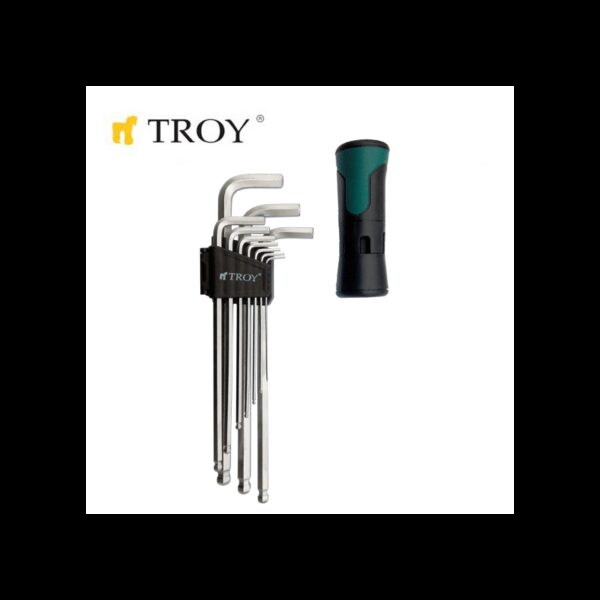 Комплект шестограми със сферични глави 11 части 1.5 – 10mm  TROY 26202