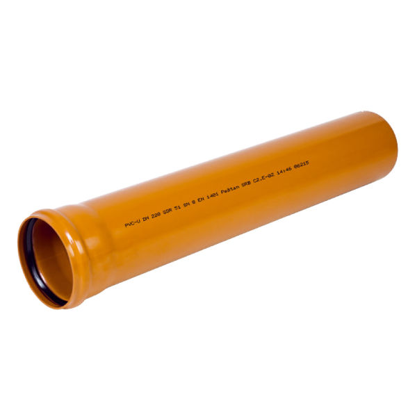 Тръба PVC канализационна KG муфирана 160 мм, 6 м, 3.2 мм, SN2, SDR 51 SN2 , „Pestan“