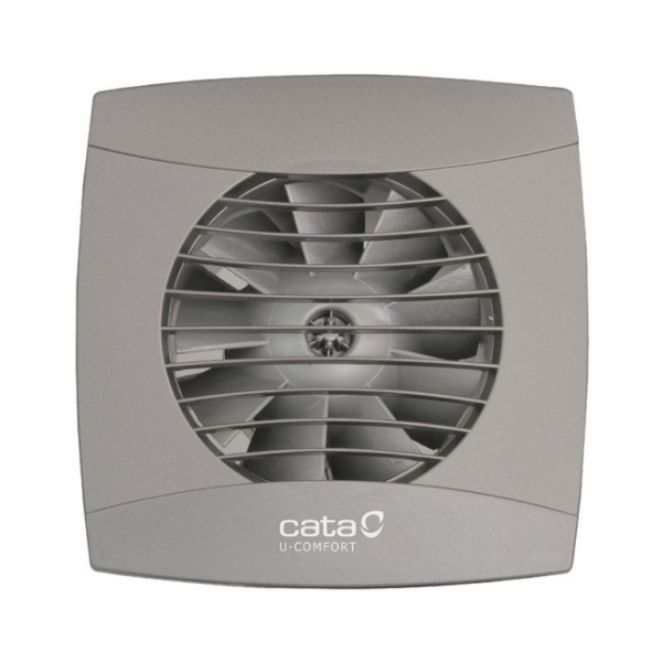 Вентилатор за стенен монтаж квадратен с клапа 8 W, 110 м3/ч, 150х150х122.5 мм, ф 100 мм, инокс, UC-10 STD , „Cata“
