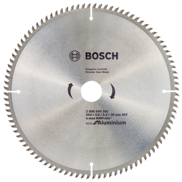 Диск циркулярен за рязане Bosch на алуминий с HM пластини 254x30x3 мм, 96 z, Eco for Aluminium