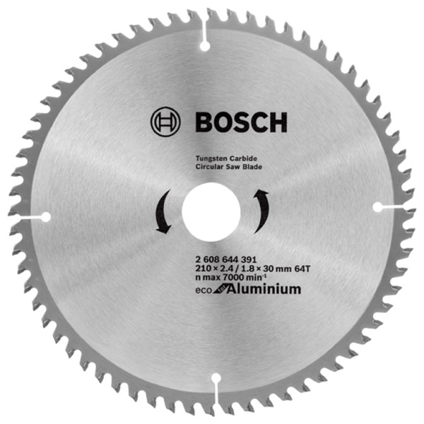 Диск циркулярен за рязане Bosch на алуминий с HM пластини 210 мм, 64 z, 30 мм, 1.8 мм, Eco for Aluminium