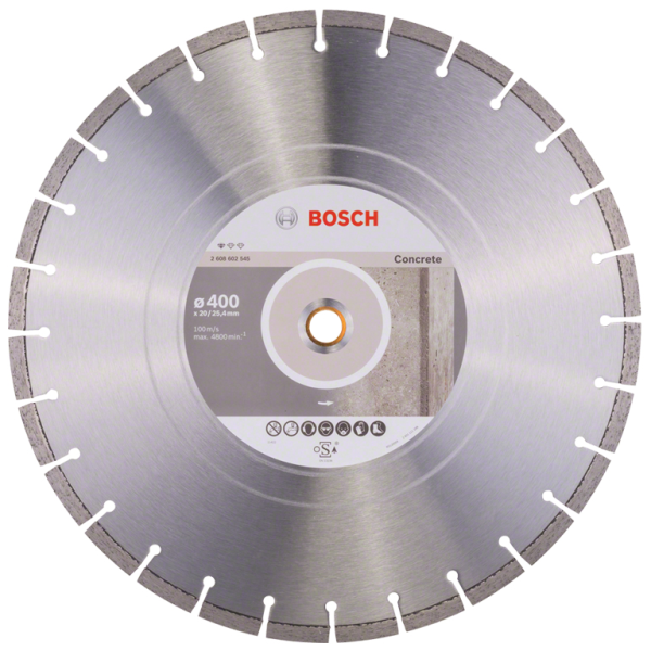 Диск диамантен за мокро рязане Bosch на бетон, тухли и керемиди 400×25.4×3.2 мм, 10 мм, Standard for Concrete