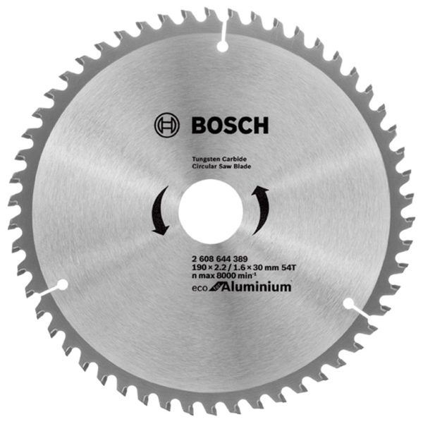 Диск циркулярен за рязане Bosch на алуминий с HM пластини 190 мм, 54 z, 30 мм, 1.6 мм, Eco for Aluminium