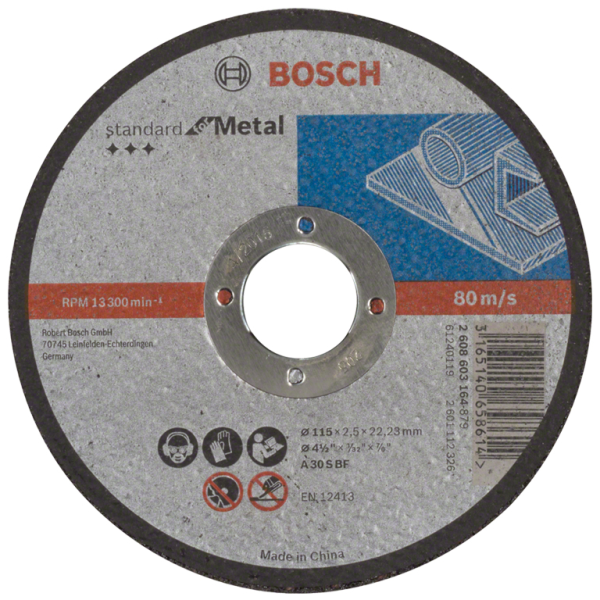 Диск карбофлексен за рязане Bosch на метал 115×22.23×2.5 мм, Standard for Metal