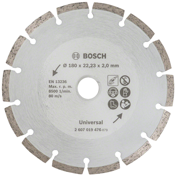 Диск диамантен за сухо рязане Bosch универсален 180×22.23×2.3 мм, 7 мм, Universal