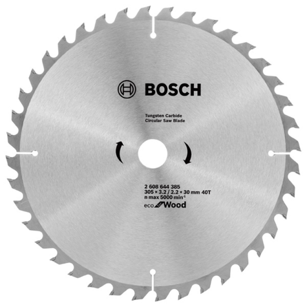 Диск циркулярен за рязане Bosch на дърво грубо с HM пластини 305x30x3.2 мм, 40 z, Eco for Wood