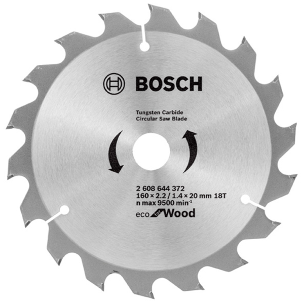 Диск циркулярен за рязане Bosch на дърво грубо с HM пластини 160x20x2.2 мм, 18 z, Eco for Wood