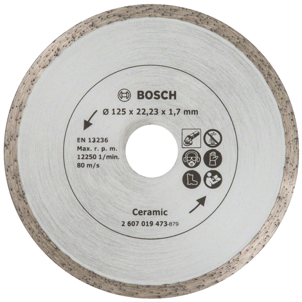 Диск диамантен за сухо рязане Bosch на керамика, теракот и фаянс 125×22.23×1.6 мм, 7.5 мм, Ceramic