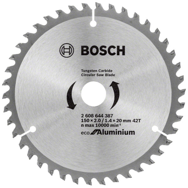 Диск циркулярен за рязане Bosch на алуминий с HM пластини 150 мм, 42 z, 20 мм, 1.5 мм, Eco for Aluminium