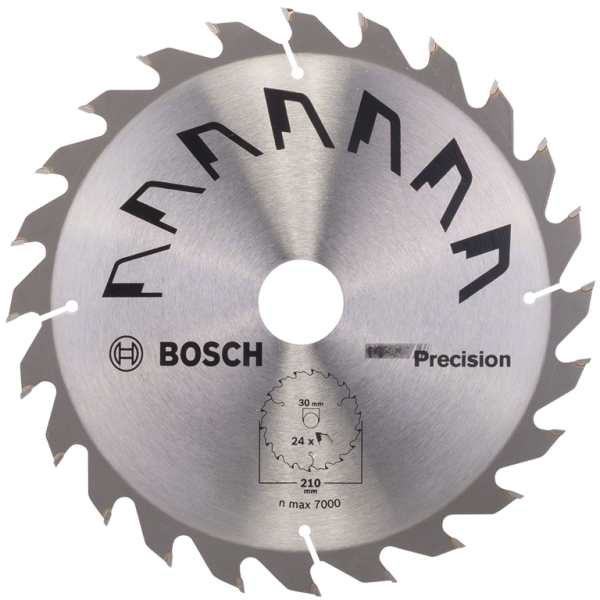 Диск циркулярен за рязане Bosch на дърво грубо с HM пластини 210x30x2.5 мм, 24 z, Precision