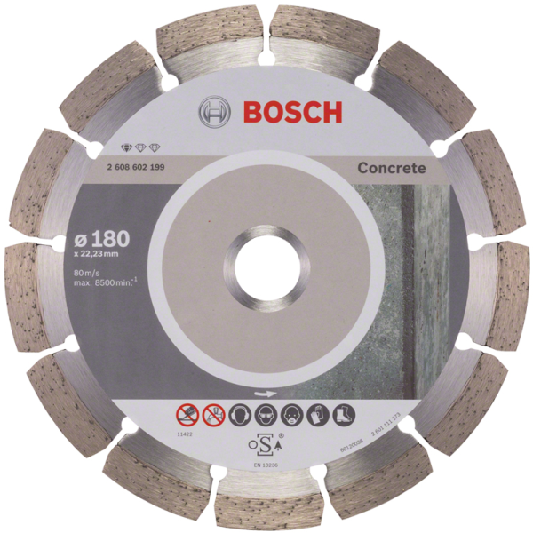 Диск диамантен за сухо рязане Bosch на тухли, бетон и керемиди 180×22.23×2 мм, 7 мм, Standard for Concrete