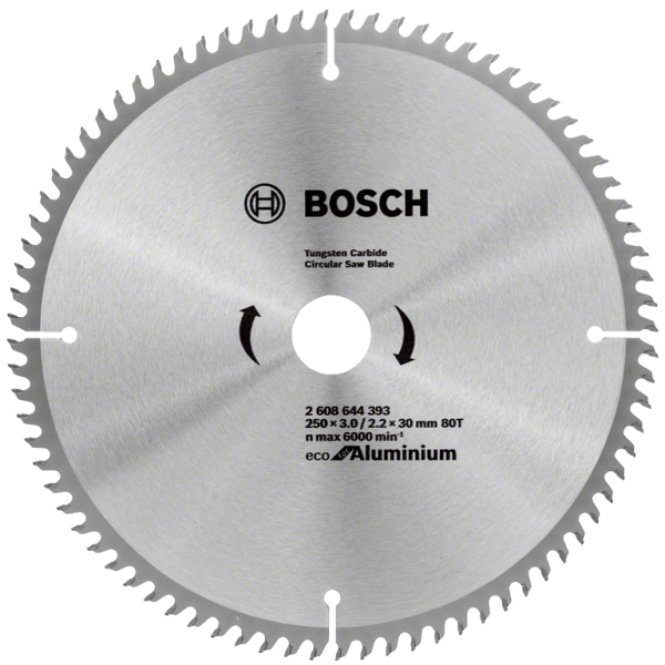 Диск циркулярен за рязане Bosch на алуминий с HM пластини 250x30x3 мм, 80 z, Eco for Aluminium
