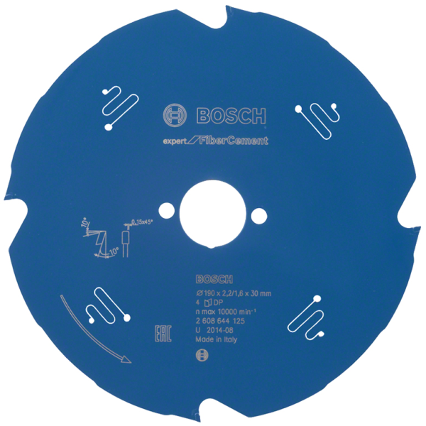 Диск циркулярен за рязане Bosch на фиброцимент с PCD пластини с PTFE покритие 190 мм, 30 мм, 2.2 мм, 4 z, Expert for Fibre Cement