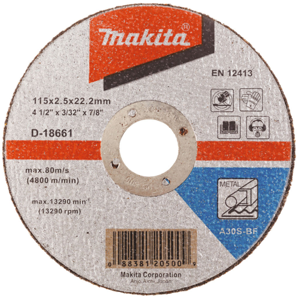Диск карбофлексен за рязане Makita на метал 115×22.2×2.5 мм, A30 S BF, прав