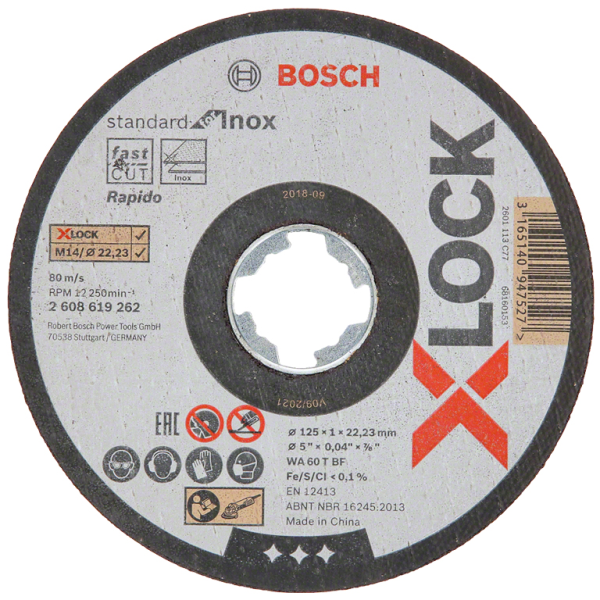 Диск карбофлексен за рязане Bosch на неръждаема стомана 125 мм, 22.23 мм, 1 мм, Standard for Inox