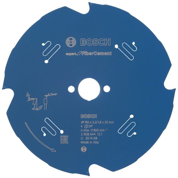 Диск циркулярен за рязане Bosch на фиброцимент с PCD пластини с PTFE покритие 160 мм, 20 мм, 2.2 мм, 4 z, Expert for Fibre Cement