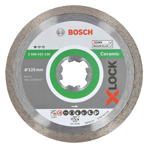 Диск диамантен за сухо рязане Bosch на керамика, теракот и фаянс 125 мм, 22.23 мм, 7 мм, Standard for Ceramic
