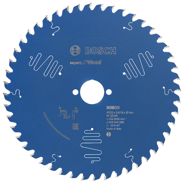 Диск циркулярен за рязане Bosch на дърво фино напречно с HM пластини 225 мм, 30 мм, 1.6 мм, 48 z, Expert for Wood