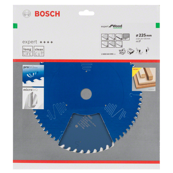 Диск циркулярен за рязане Bosch на дърво фино напречно с HM пластини 225 мм, 30 мм, 1.6 мм, 48 z, Expert for Wood