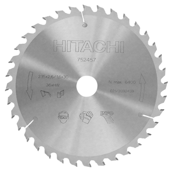 Диск циркулярен за рязане HiKOKI – Hitachi на дърво фино напречно с HM пластини 230 мм, 30 мм, 2.8 мм, 60 z