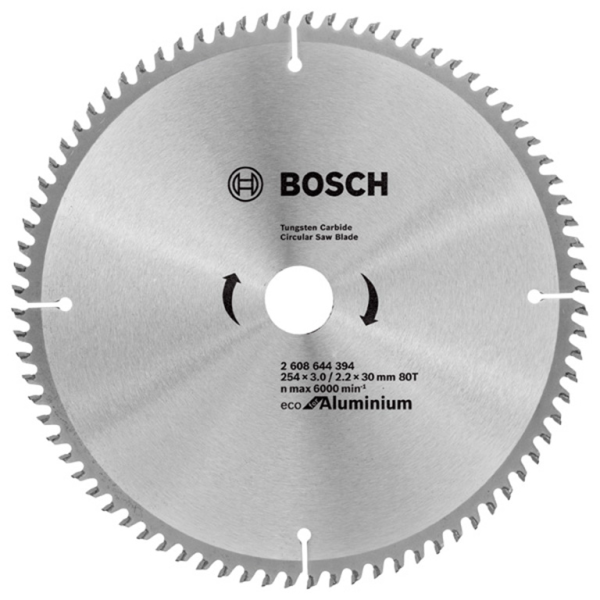 Диск циркулярен за рязане Bosch на алуминий с HM пластини 254x30x3 мм, 80 z, Eco for Aluminium