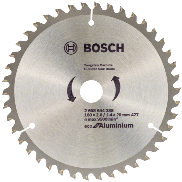 Диск циркулярен за рязане Bosch на алуминий с HM пластини 160x20x2 мм, 42 z, Eco for Aluminium