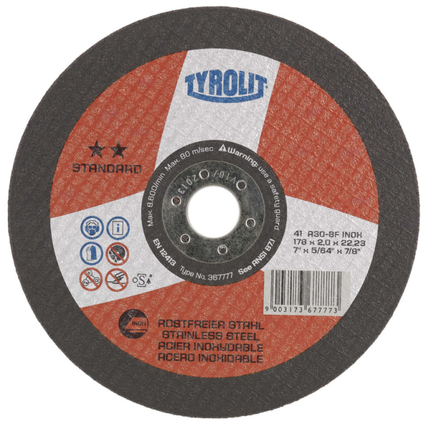 Диск карбофлексен за рязане Tyrolit на неръждаема стомана 178 мм, 22.2 мм, 2 мм, Standard**