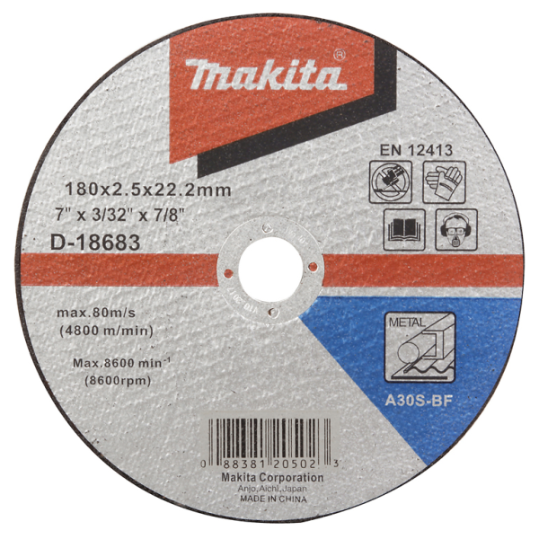 Диск Makita карбофлексов за рязане на метал 180×22.23×2.5 мм, A30 S BF, D-18683