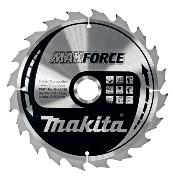 Диск Makita циркулярен за рязане на дърво фино напречно надлъжно с HM пластини 190×15.88×2.2 мм, 40 z, Makforce