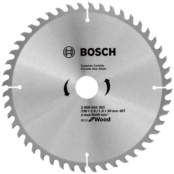 Диск  циркулярен за рязане Bosch на дърво грубо напречно с HM пластини 230x30x2.8 мм, 48 z, Eco for Wood
