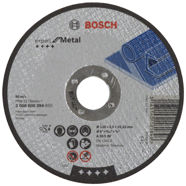 Диск карбофлексен за рязане Bosch на метал 125×22.23×2.5 мм, A30 S BF, прав, Expert for Metal