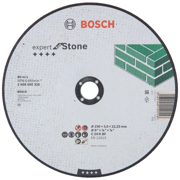 Диск карбофлексен за рязане Bosch на камък и неметали 230×22.23×3 мм, прав, Expert for Stone
