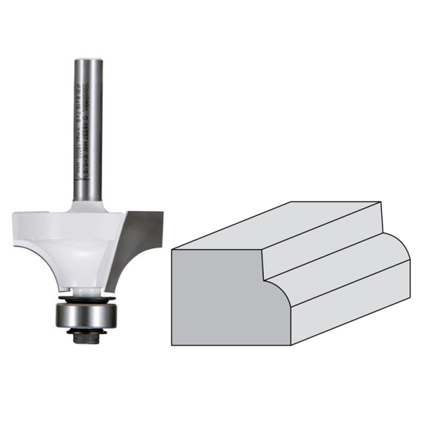 Фрезер за дърво профилен Makita за заоблен профил от WS инструментална стомана с лагер R 7.9 мм, ф 28.6х14.5/57.3 мм, ф 8 мм