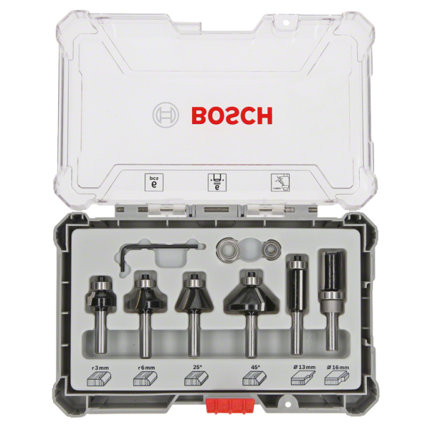 Фрезер за дърво профилен Bosch с карбидни пластини комплект 6 бр., ф 6 мм