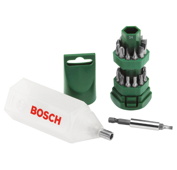 Комплект битове Bosch PH/PZ/TX/SB с магнитен държач 25 бр., 1/4″, Big Bit