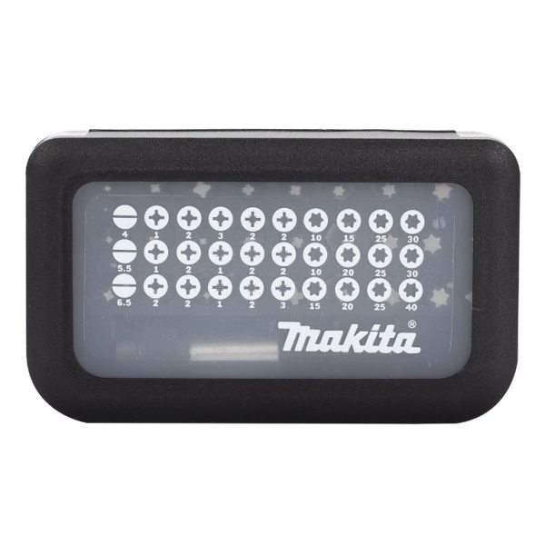 Комплект битове Makita PH/PZ/TX с магнитен държач 1/4″, 25 мм, 31 бр., D-30667
